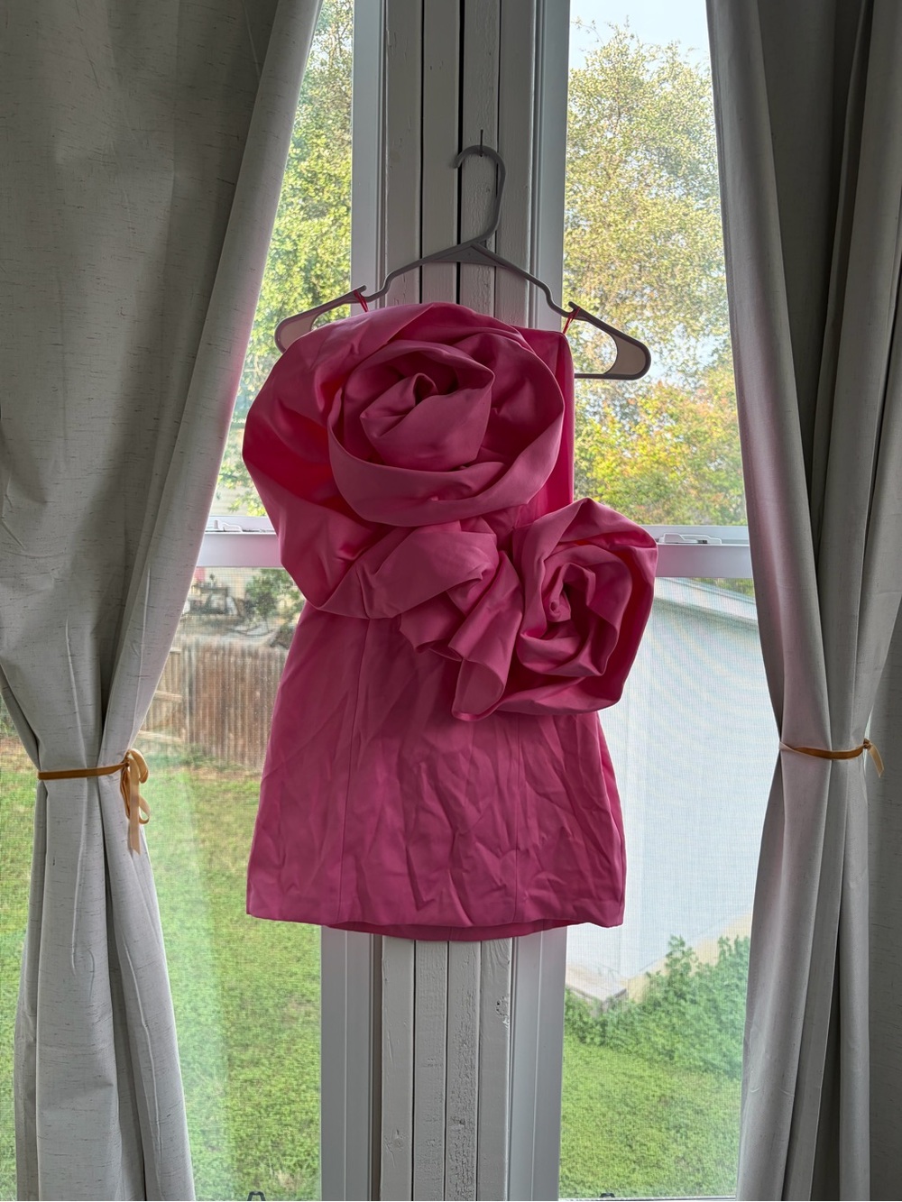 NWT Zara Voluminous Floral Appliqué Pink  Dress